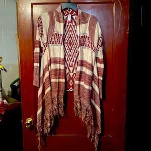 Maroon & cream cardigan